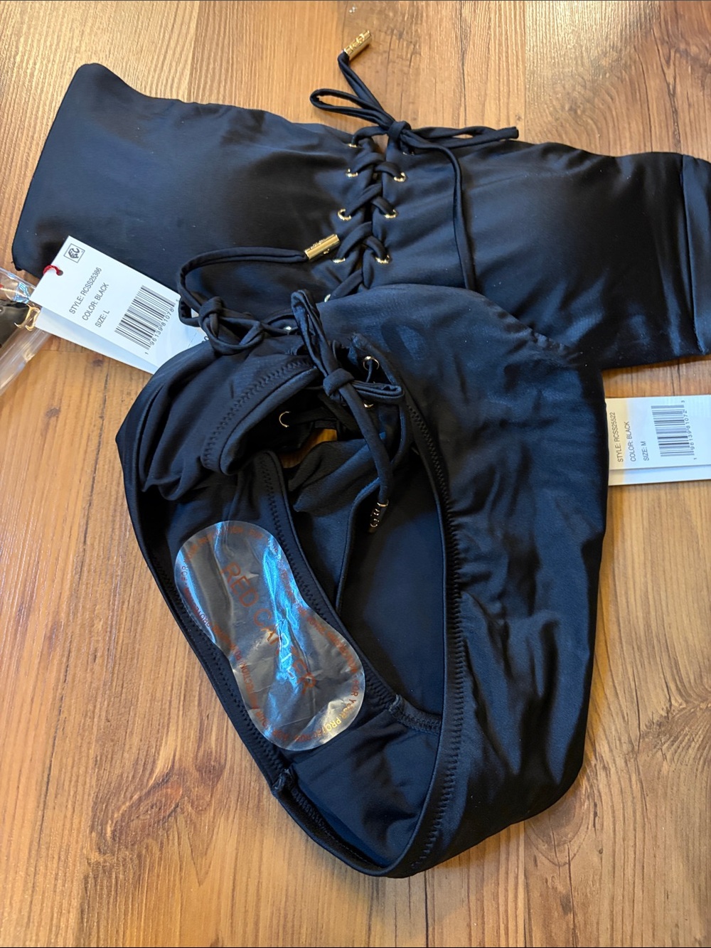 Red Carter SHINE SOLIDS LACE-UP high waist Top L & Bottom M brand new with tags! - Picture 10 of 11